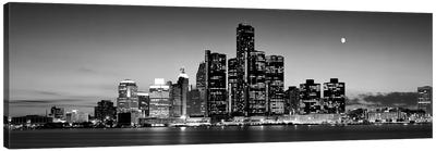 Buildings at the waterfront, River Detroit, Detroit, Michigan, USA Canvas Art Print - Panoramic Photography