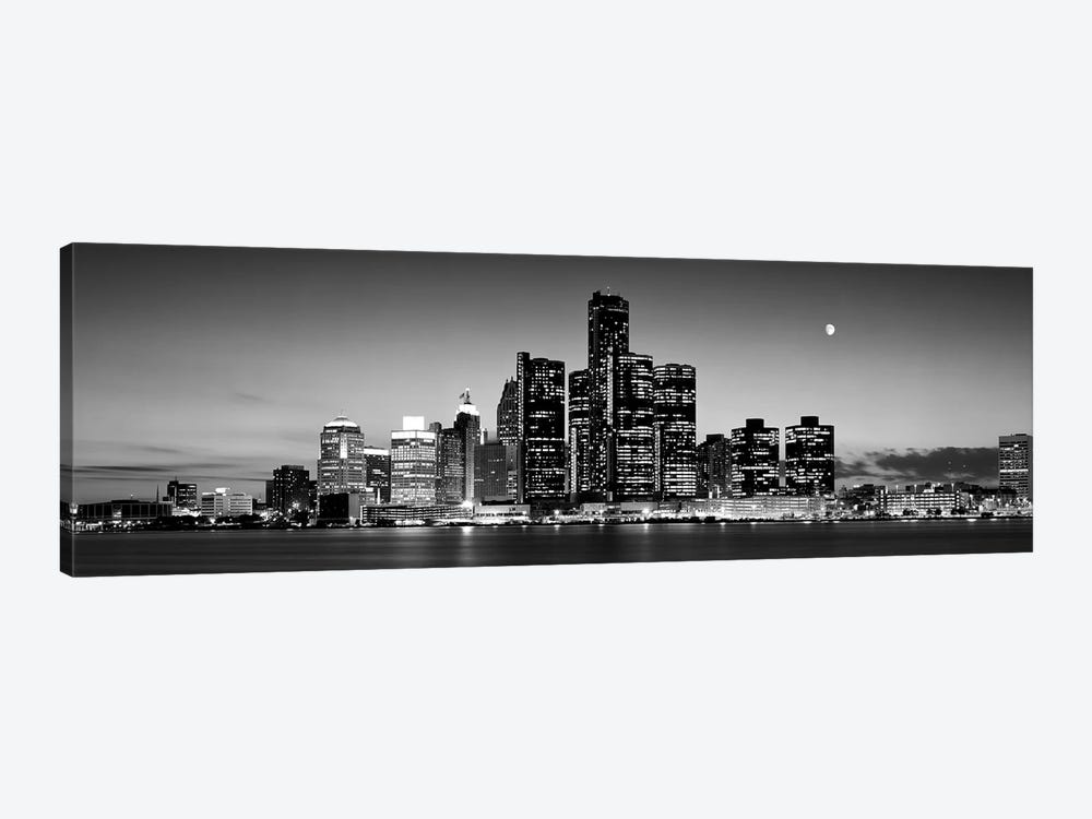 Buildings at the waterfront, River Detroit, Detroit, Michigan, USA by Panoramic Images 1-piece Canvas Wall Art
