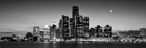 Panoramic Images: Buildings at the waterfront, River Detroit, Detroit, Michigan, USA by Panoramic Images