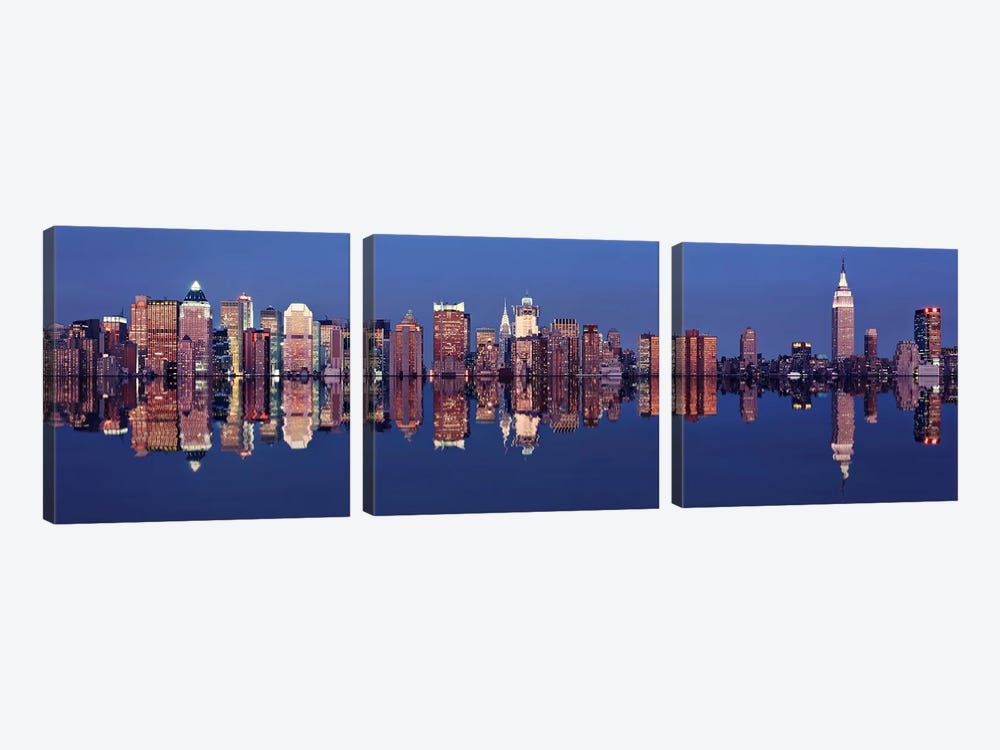 Skyscrapers at the waterfront, New York City, New York State, USA by Panoramic Images 3-piece Canvas Art