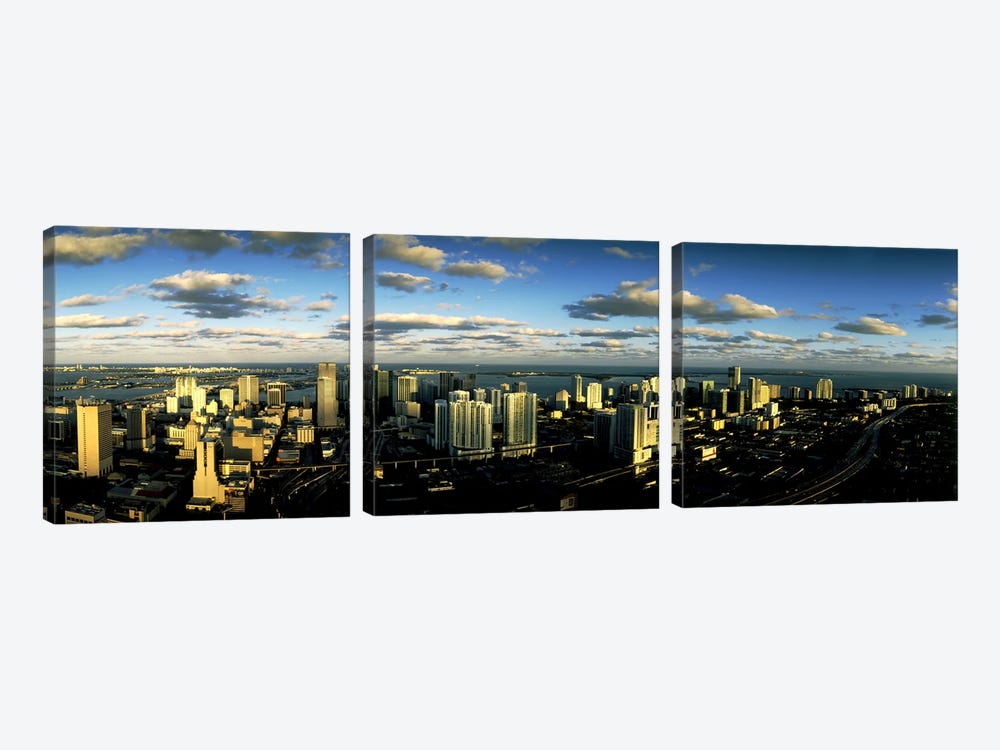 Clouds over the city skyline, Miami, Florida, USA by Panoramic Images 3-piece Canvas Artwork