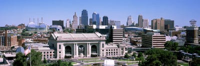 Union Station with city skyline in backgroundKansas City, Missouri, USA by Panoramic Images canvas print