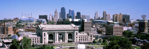 Missouri: Union Station with city skyline in backgroundKansas City, Missouri, USA by Panoramic Images