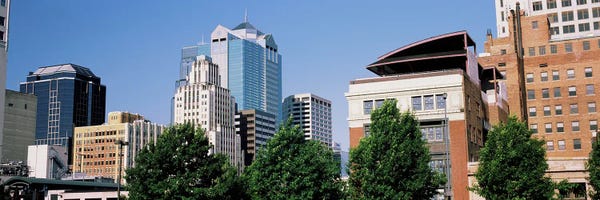 Low angle view of skyline, Kansas City, Missouri, USA