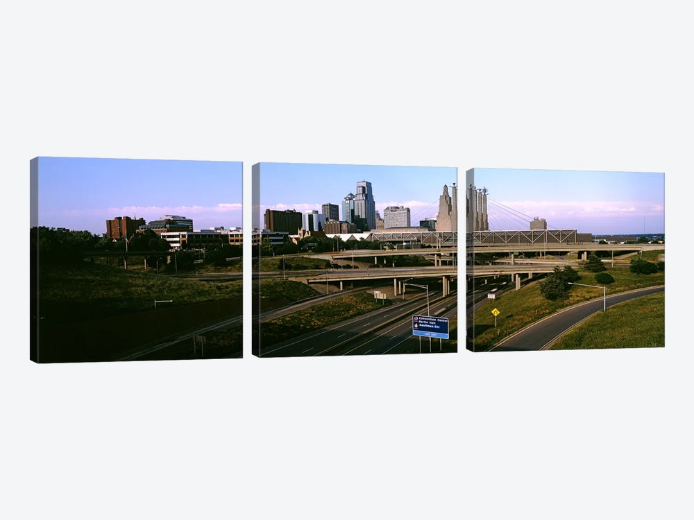 Highway interchange, Kansas City, Missouri, USA by Panoramic Images 3-piece Canvas Artwork