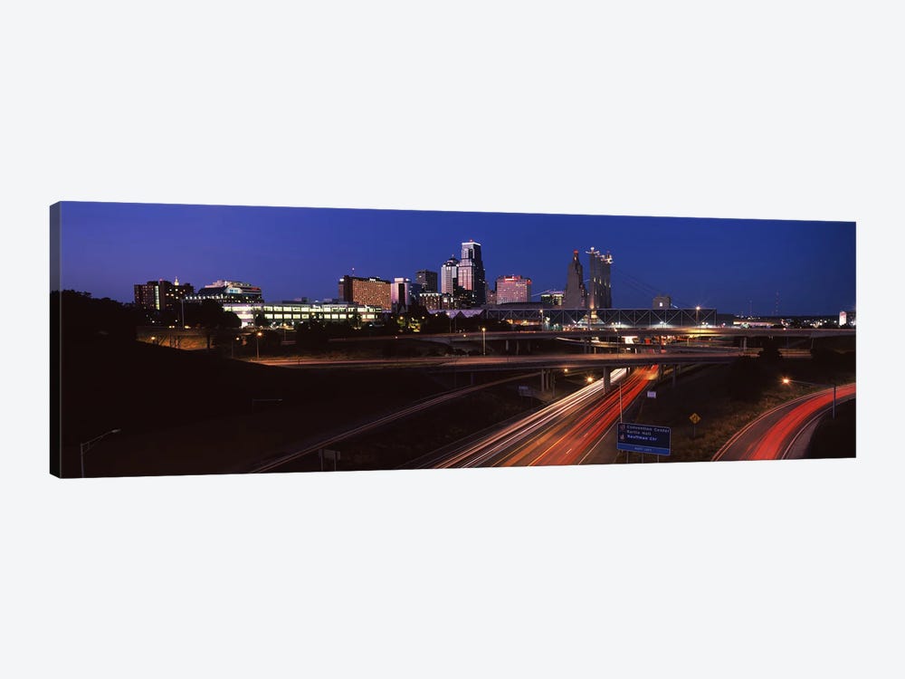Highway interchange and skyline at dusk, Kansas City, Missouri, USA by Panoramic Images 1-piece Canvas Art