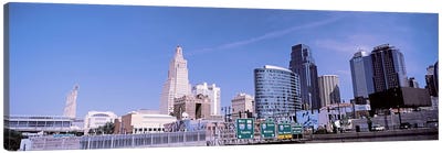 Low angle view of downtown skyline, Kansas City, Missouri, USA Canvas Art Print - Missouri Art