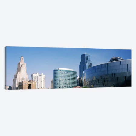 Low angle view of downtown skyline, Sprint Center, Kansas City, Missouri, USA Canvas Print #PIM10592} by Panoramic Images Canvas Wall Art