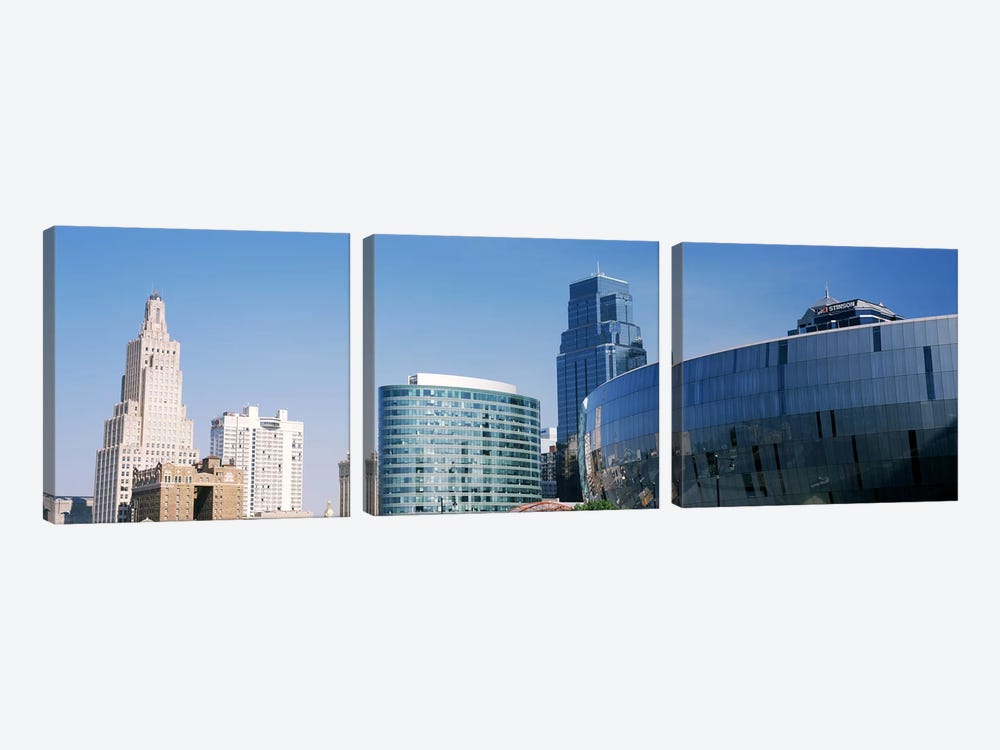 Low angle view of downtown skyline, Sprint Center, Kansas City, Missouri, USA by Panoramic Images 3-piece Art Print