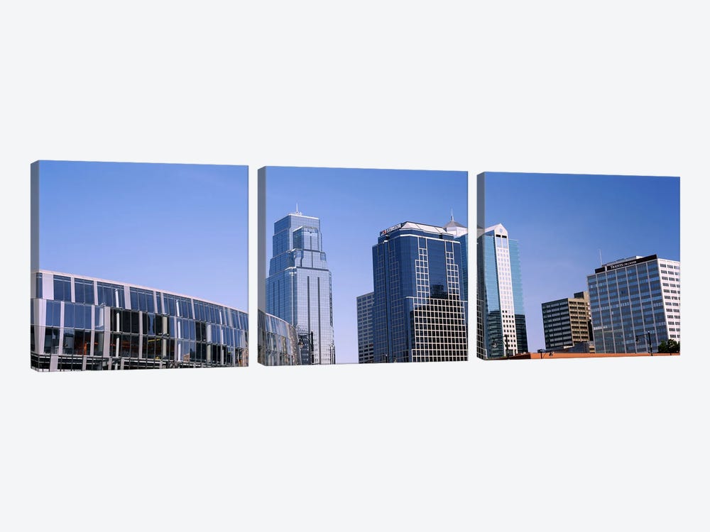 Low angle view of downtown skyline, Town Pavilion, Kansas City, Missouri, USA #2 by Panoramic Images 3-piece Canvas Art