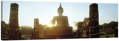 Statue of Buddha at sunset, Sukhothai Historical Park, Sukhothai, Thailand Canvas Art Print - Yoga Art