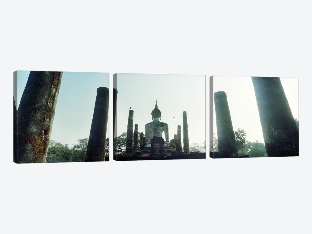 Statue of Buddha at a temple, Sukhothai Historical Park, Sukhothai, Thailand by Panoramic Images 3-piece Canvas Wall Art
