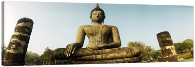 Low angle view of a statue of Buddha, Sukhothai Historical Park, Sukhothai, Thailand Canvas Art Print - Religious Figure Art