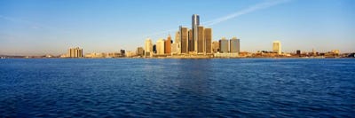 Skyscrapers on the waterfront, Detroit, Michigan, USA by Panoramic Images multi panel art