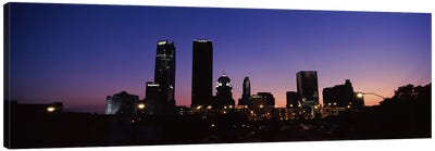 Downtown Skyline At Night, Oklahoma City, Oklahoma, USA Canvas Art Print - Oklahoma Art