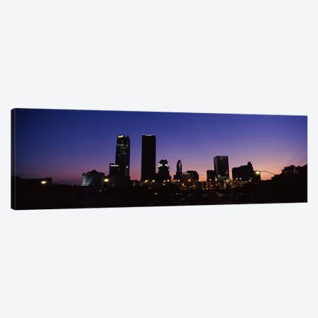 Downtown Skyline At Night, Oklahoma City, Oklahoma, USA Canvas Print #PIM10657} by Panoramic Images Canvas Artwork