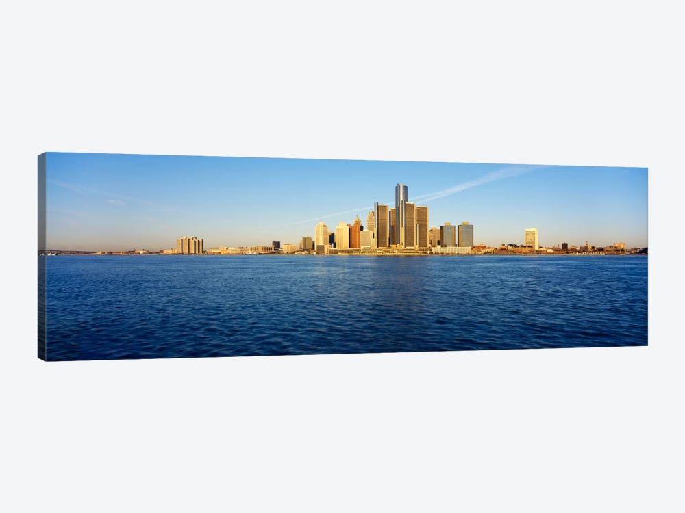 Skyscrapers on the waterfront, Detroit, Michigan, USA by Panoramic Images 1-piece Art Print