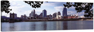 City at the waterfront, Ohio River, Cincinnati, Hamilton County, Ohio, USA Canvas Art Print - Cincinnati Art