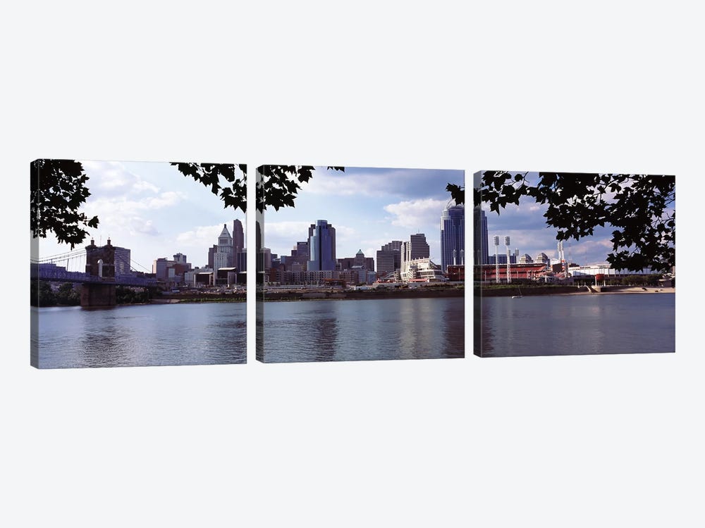 City at the waterfront, Ohio River, Cincinnati, Hamilton County, Ohio, USA by Panoramic Images 3-piece Art Print