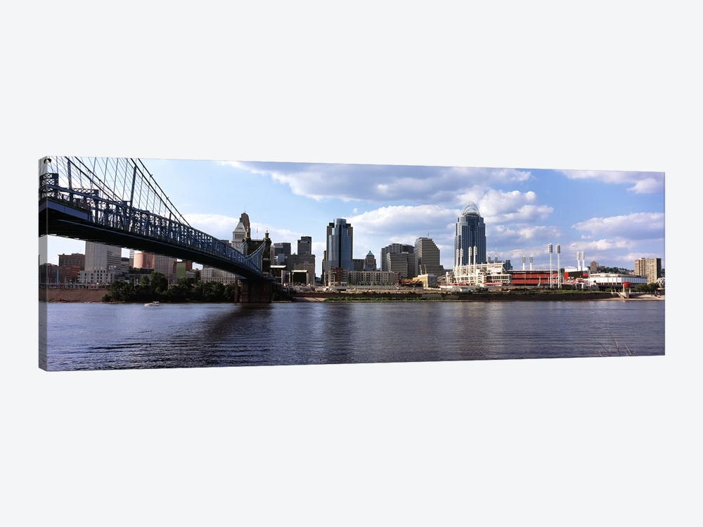 Bridge across the Ohio River, Cincinnati, Hamilton County, Ohio, USA by Panoramic Images 1-piece Canvas Print