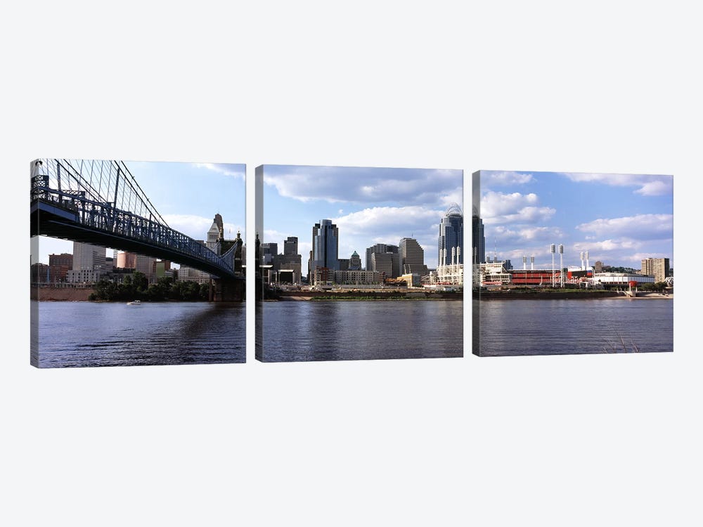 Bridge across the Ohio River, Cincinnati, Hamilton County, Ohio, USA by Panoramic Images 3-piece Art Print