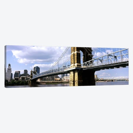 John A. Roebling Suspension Bridge across the Ohio River, Cincinnati, Hamilton County, Ohio, USA #2 Canvas Print #PIM10671} by Panoramic Images Canvas Print