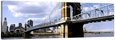 John A. Roebling Suspension Bridge across the Ohio River, Cincinnati, Hamilton County, Ohio, USA #2 Canvas Art Print - Cincinnati Art