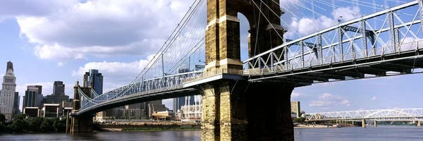 Ohio: John A. Roebling Suspension Bridge across the Ohio River, Cincinnati, Hamilton County, Ohio, USA #2 by Panoramic Images