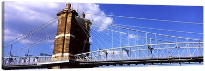 John A. Roebling Suspension Bridge across the Ohio River, Cincinnati, Hamilton County, Ohio, USA #3 Canvas Art Print - Bridge Art