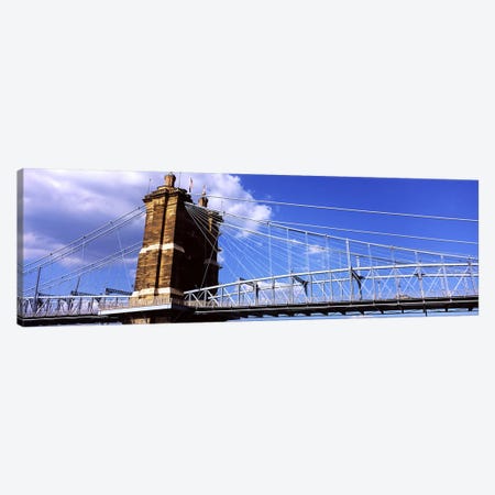 John A. Roebling Suspension Bridge across the Ohio River, Cincinnati, Hamilton County, Ohio, USA #3 Canvas Print #PIM10672} by Panoramic Images Canvas Art Print