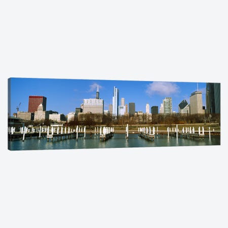 Columbia Yacht Club with buildings in the background, Chicago, Cook County, Illinois, USA Canvas Print #PIM10674} by Panoramic Images Canvas Artwork