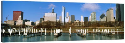 Columbia Yacht Club with buildings in the background, Chicago, Cook County, Illinois, USA Canvas Art Print - Illinois Art