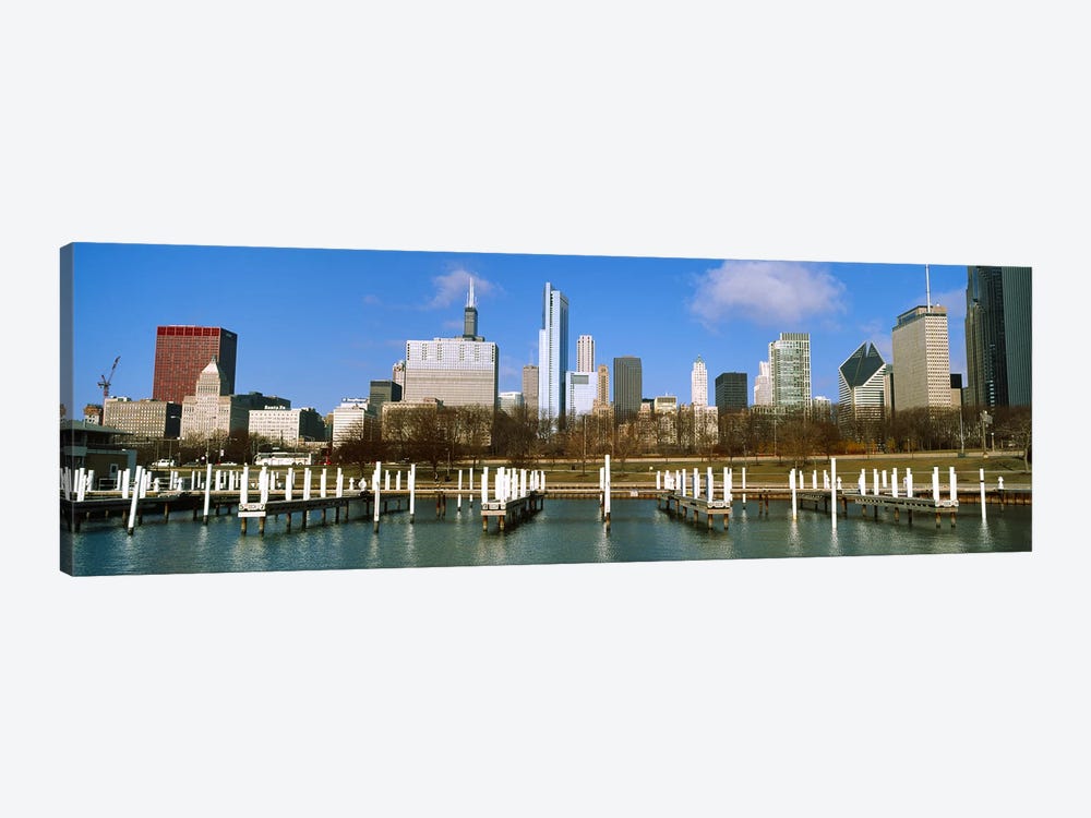 Columbia Yacht Club with buildings in the background, Chicago, Cook County, Illinois, USA by Panoramic Images 1-piece Art Print