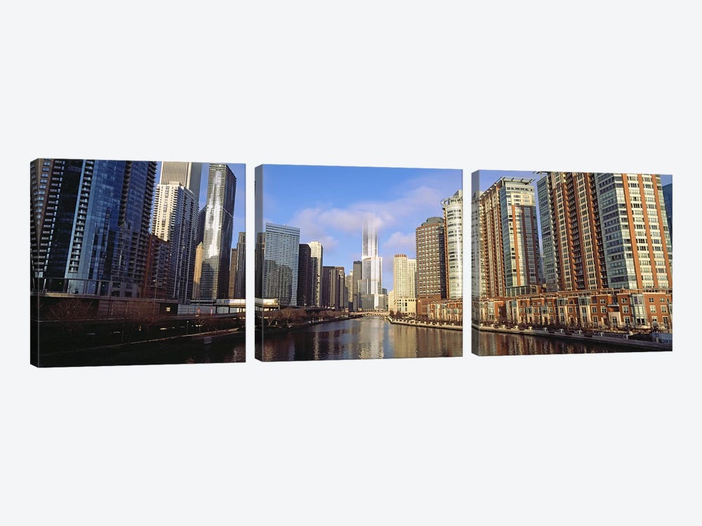 Skyscraper in a city, Trump Tower, Chicago, Cook County, Illinois, USA by Panoramic Images 3-piece Canvas Wall Art