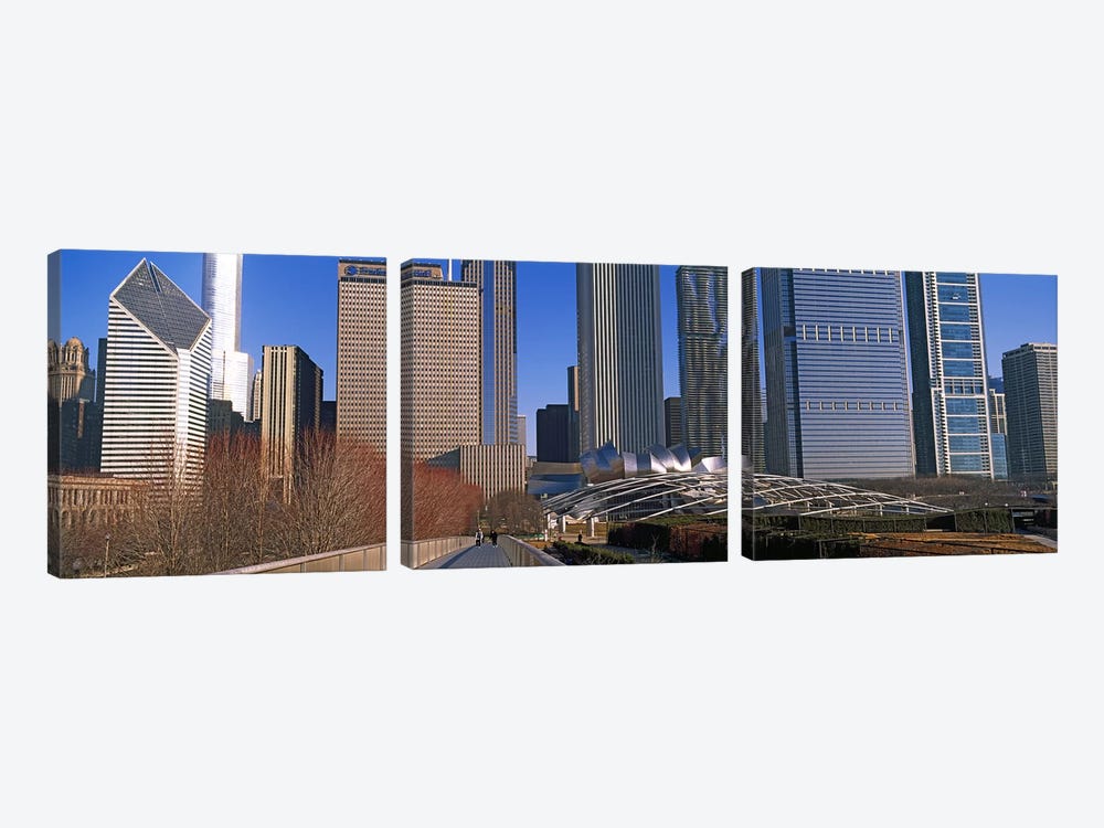 Millennium Park with buildings in the background, Chicago, Cook County, Illinois, USA by Panoramic Images 3-piece Canvas Artwork