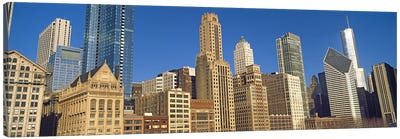 Low angle view of city skyline, Michigan Avenue, Chicago, Cook County, Illinois, USA Canvas Art Print - Illinois Art