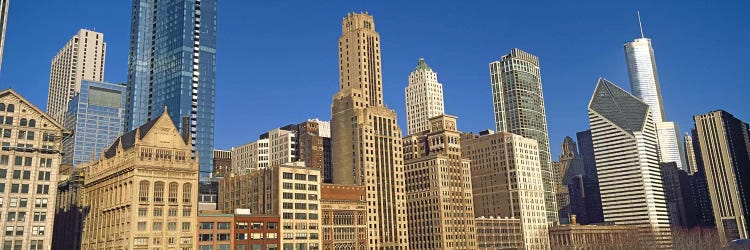 Low angle view of city skyline, Michigan Avenue, Chicago, Cook County, Illinois, USA