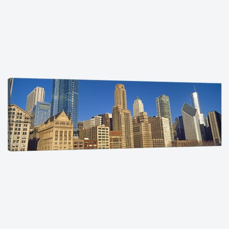 Low angle view of city skyline, Michigan Avenue, Chicago, Cook County, Illinois, USA Canvas Print #PIM10680} by Panoramic Images Canvas Wall Art