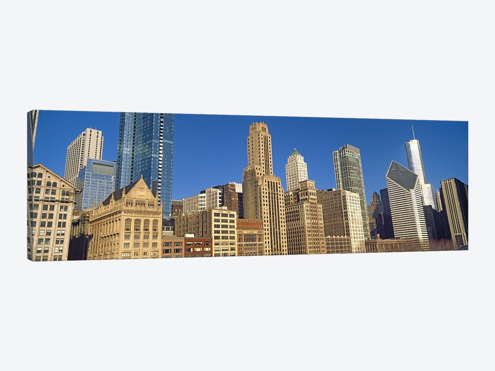 Low angle view of city skyline, Michigan Avenue, Chicago, Cook County, Illinois, USA by Panoramic Images 1-piece Canvas Artwork