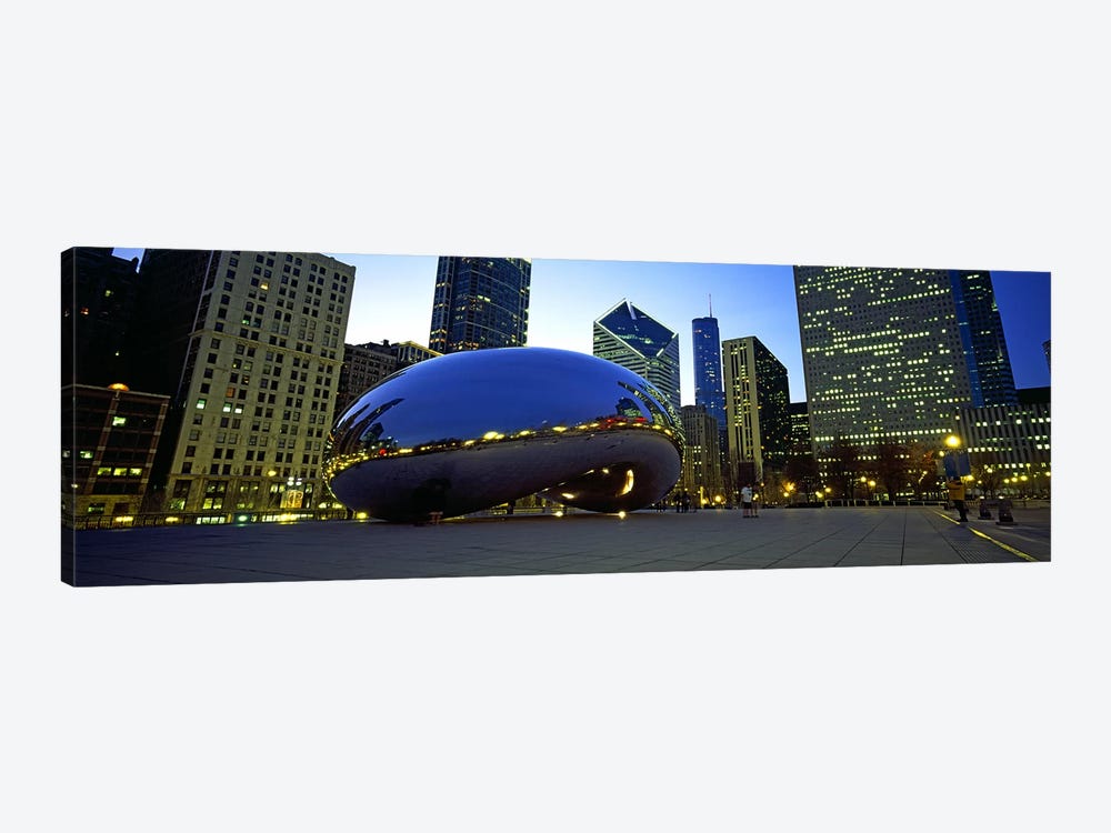 Buildings in a city, Cloud Gate, Millennium Park, Chicago, Cook County, Illinois, USA by Panoramic Images 1-piece Canvas Artwork
