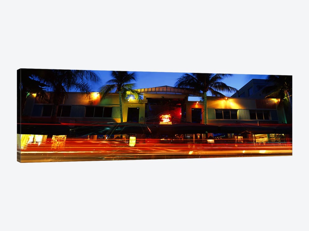 Traffic in front of a building at duskArt Deco District, South Beach, Miami Beach, Miami-Dade County, Florida, USA by Panoramic Images 1-piece Canvas Artwork