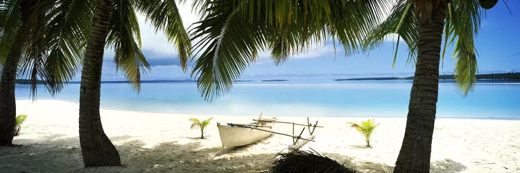 Traditional Polynesian Outrigger On A Beach, Aitutaki, Cook Islands by Panoramic Images wall art