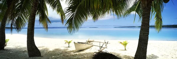 Tropical Beaches: Traditional Polynesian Outrigger On A Beach, Aitutaki, Cook Islands by Panoramic Images