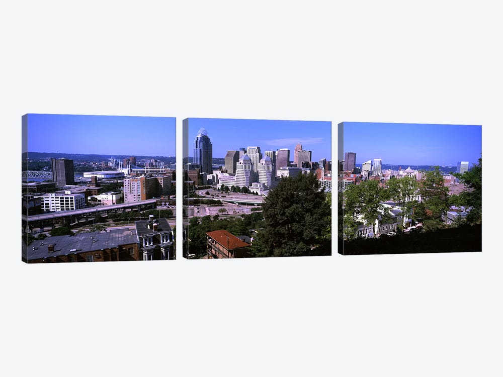 Downtown skyline, Cincinnati, Hamilton County, Ohio, USA by Panoramic Images 3-piece Canvas Art