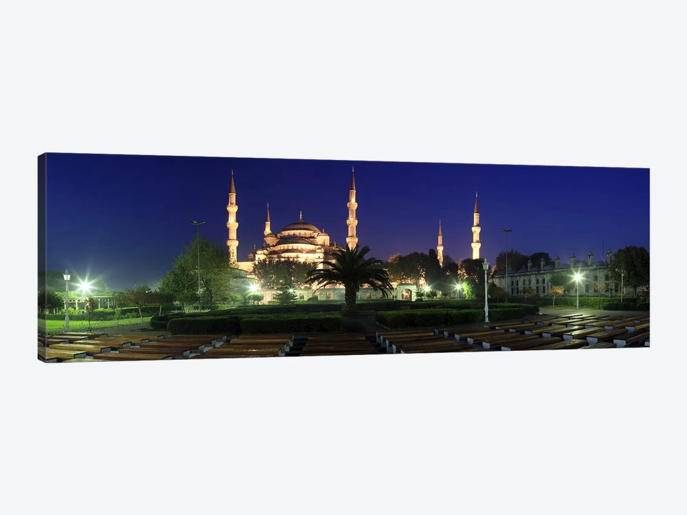 Mosque lit up at night, Blue Mosque, Istanbul, Turkey by Panoramic Images 1-piece Canvas Artwork