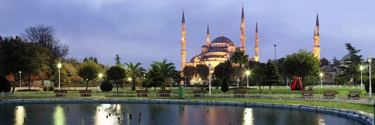 Mosque lit up at dusk, Blue Mosque, Istanbul, Turkey by Panoramic Images wall art