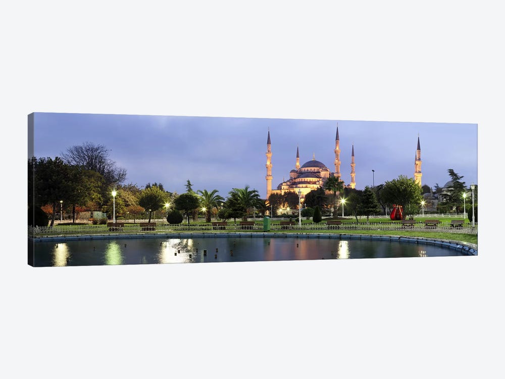 Mosque lit up at dusk, Blue Mosque, Istanbul, Turkey by Panoramic Images 1-piece Canvas Art Print