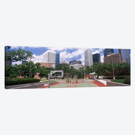 Basketball court with skyscrapers in the background, Houston, Texas, USA #3 Canvas Print #PIM10747} by Panoramic Images Canvas Wall Art