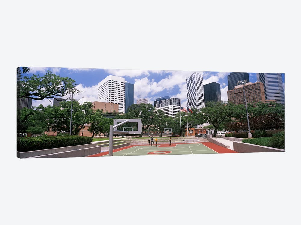 Basketball court with skyscrapers in the background, Houston, Texas, USA #3 by Panoramic Images 1-piece Canvas Art