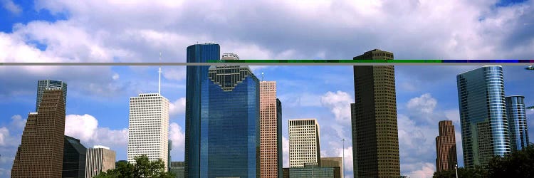 Low angle view of skyscrapers, Houston, Texas, USA